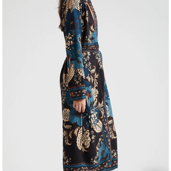 Blue and Navy Blossom Tapestry Long Sleeve Wrap Dress frim Farm RIO - Picture 3 of 7